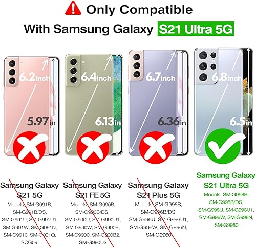 Miniatura 2 de Rayboen Funda para Samsung Galaxy S21 Ultra con 2 protectores de pantalla suaves, diseño híbrido transparente, a prueba de golpes, delgada, para