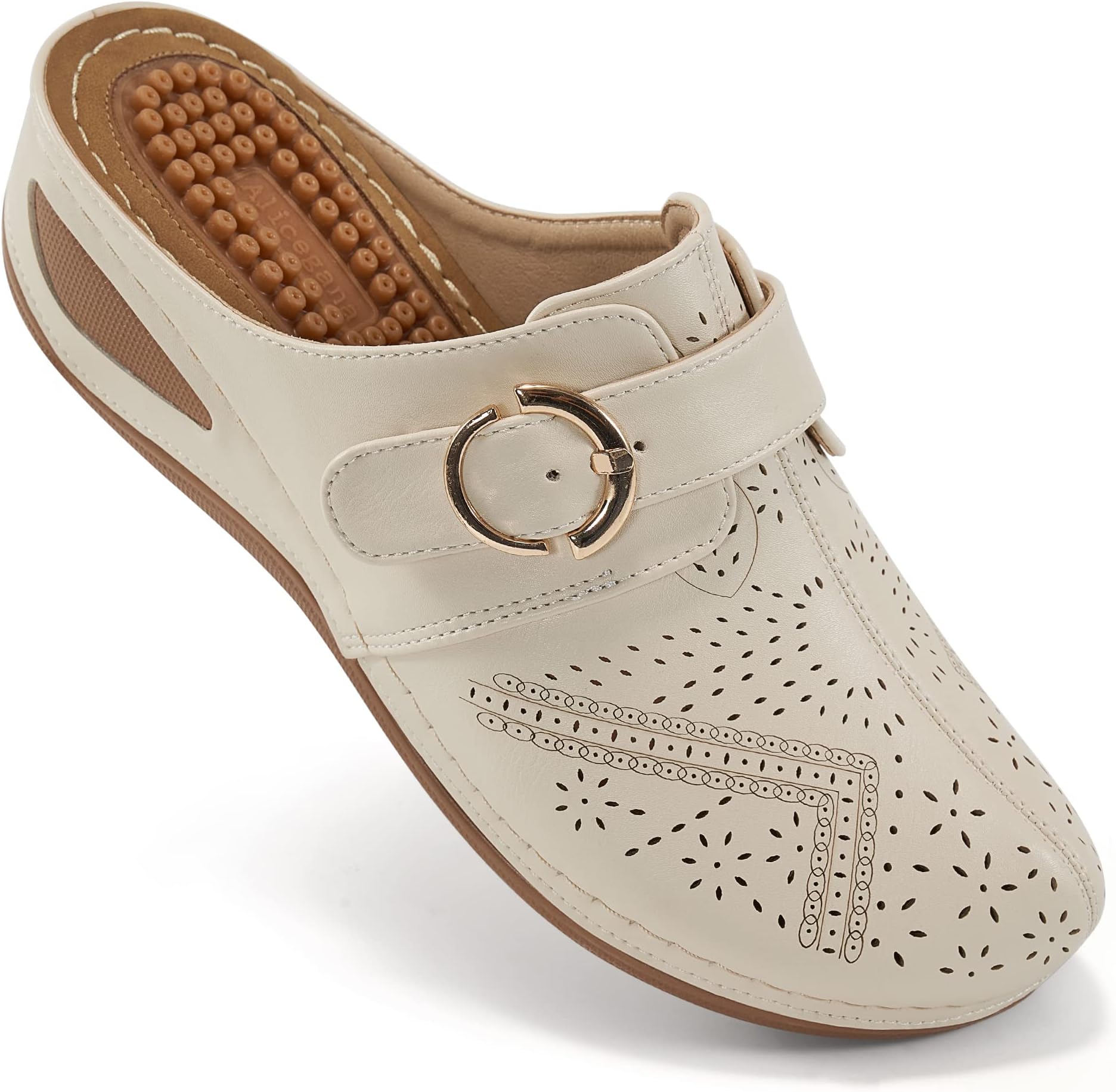 Alicegana Mules for Women Casual Slip: on Womens Clogs Dressy Closed Toe Ladies Sandals Comfortable Backless Wedge Summer Shoes