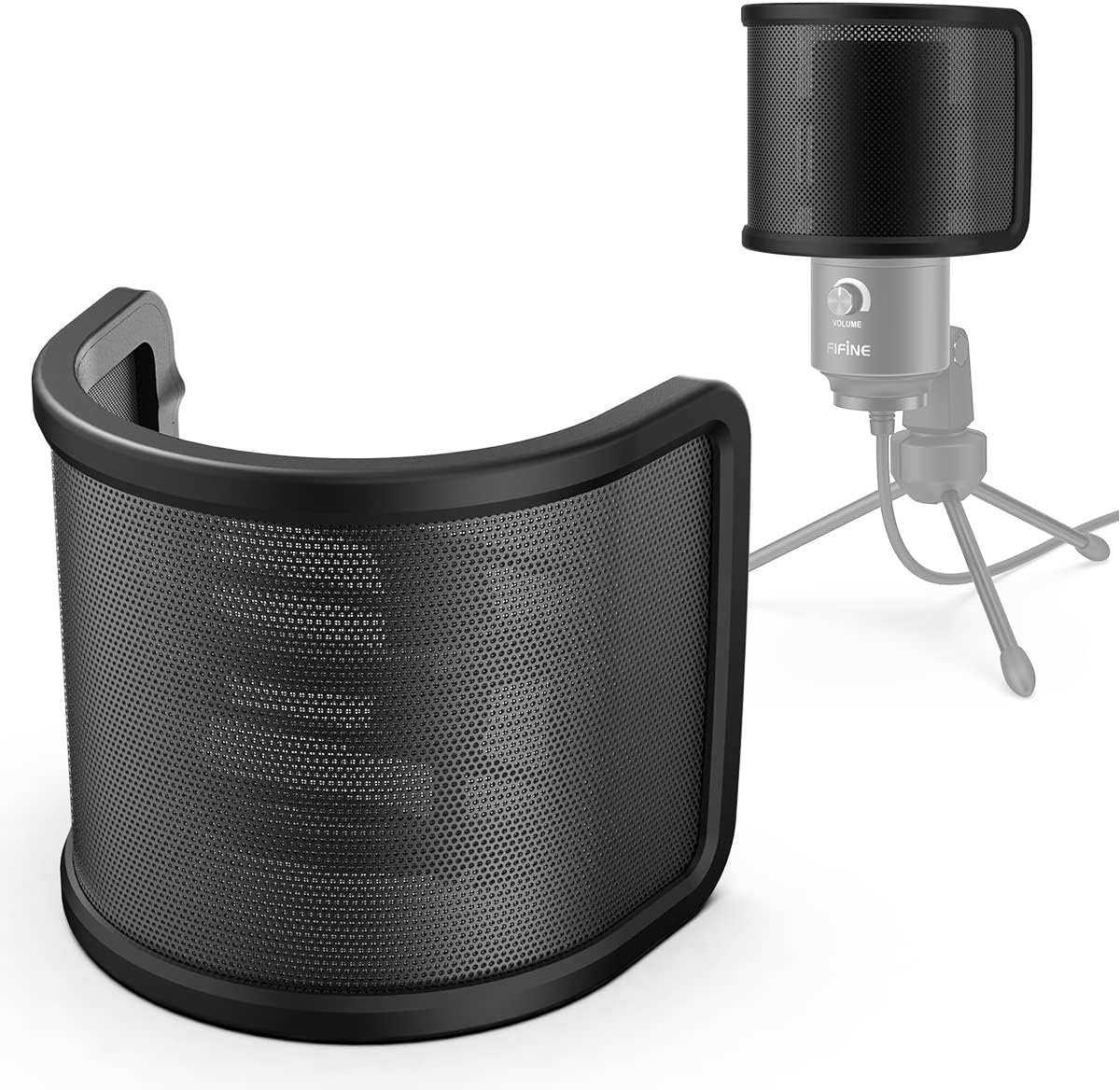 FIFINE USB Gaming Microphone for PC Desktop, PS4 and Mac, Gain Control, External Condenser Computer Mic with Pop Filter (K669G+U1)