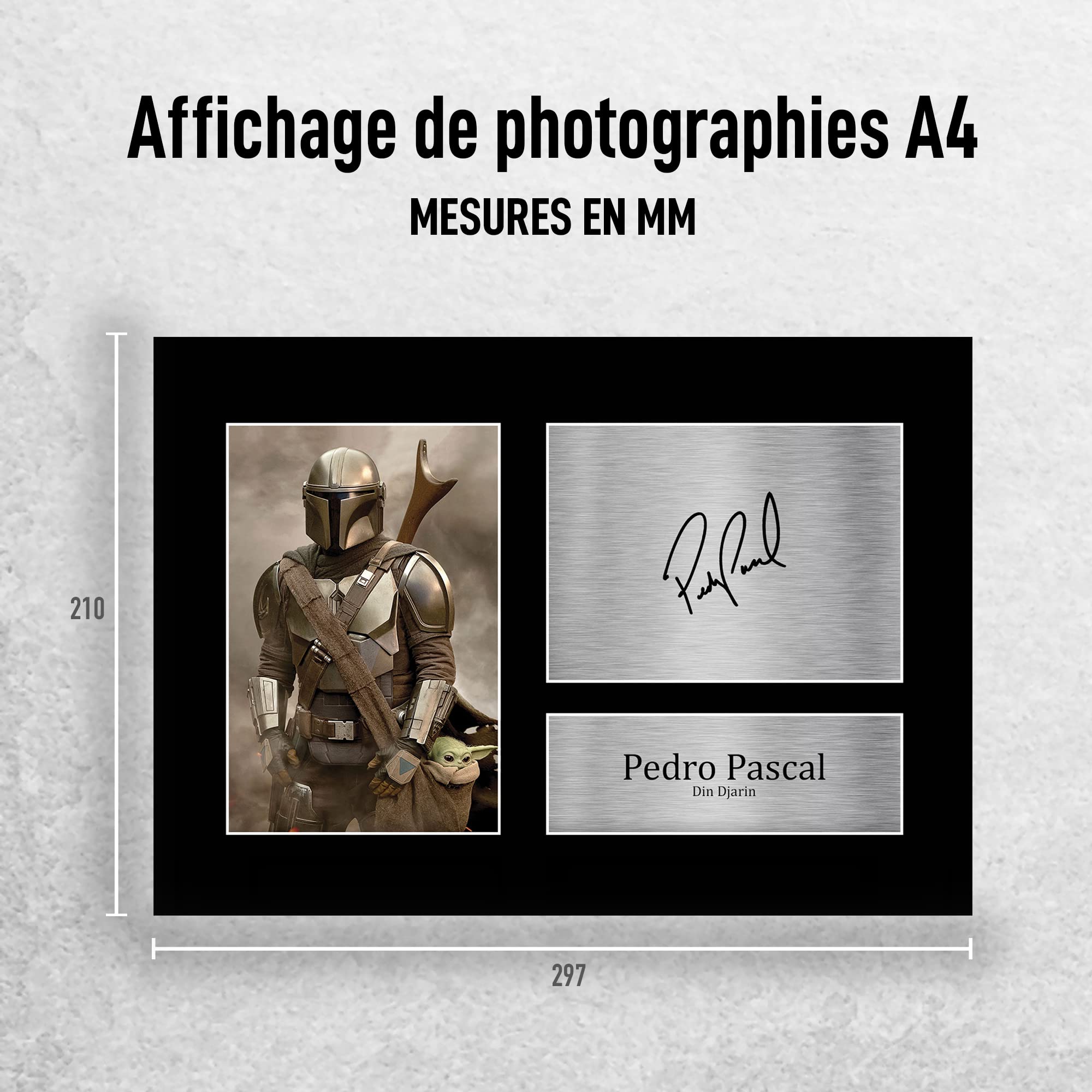 HWC Trading The Mandalorian Pedro Pascal - Regalos Enmarcados De 16 X 12 Pulgadas Con Autógrafo Impreso Para Fanáticos De Recuerdos De Televisión, 16 X 12 Pulgadas Enmarcado