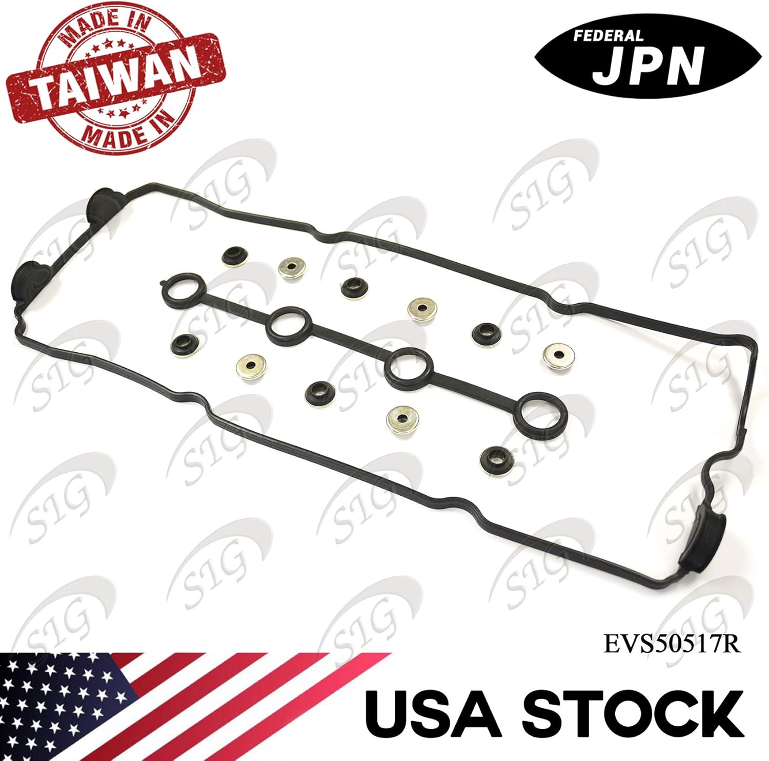 Engine Valve Cover Gasket Compatible with Nissan Model Altima 1993-2001 with Engine Base 2.4L L4 2389cc (Replacement# VS50517R, 151084001) - EVS50517R