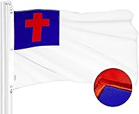 Vista 12 de G128 Bandera cristiana 1 x 1.5 pies Serie StormFlyer bordada de poliéster hilado de 220 GSM Bandera religiosa, diseño bordado