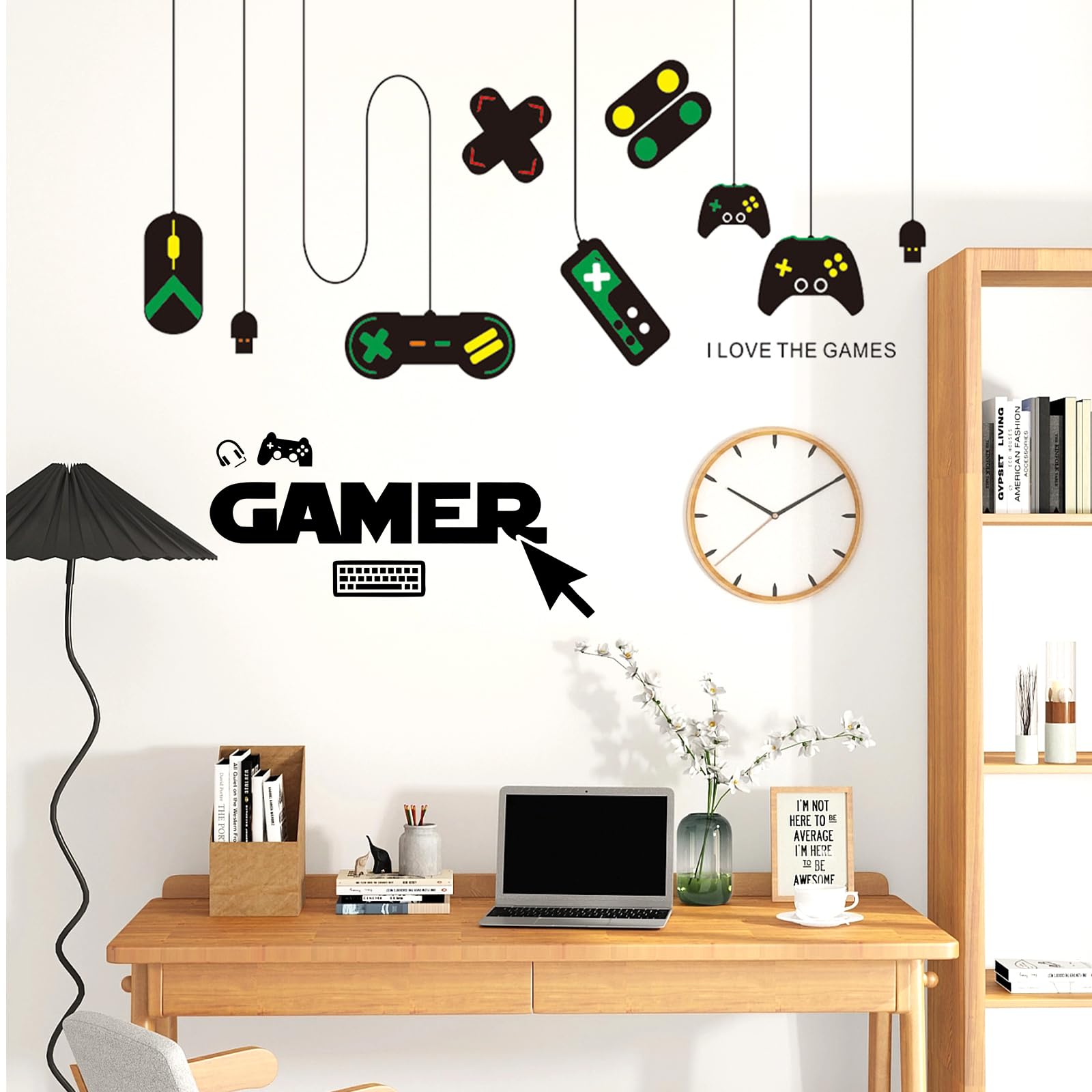Naklejki ścienne na kontroler gier, 2 sztuki "Gamer Eat Sleep Game", "zrób to sam" naklejka na ścianę do pokoju męskiego i pokoju zabaw, odklejana, spersonalizowana dekoracja do gier (4)