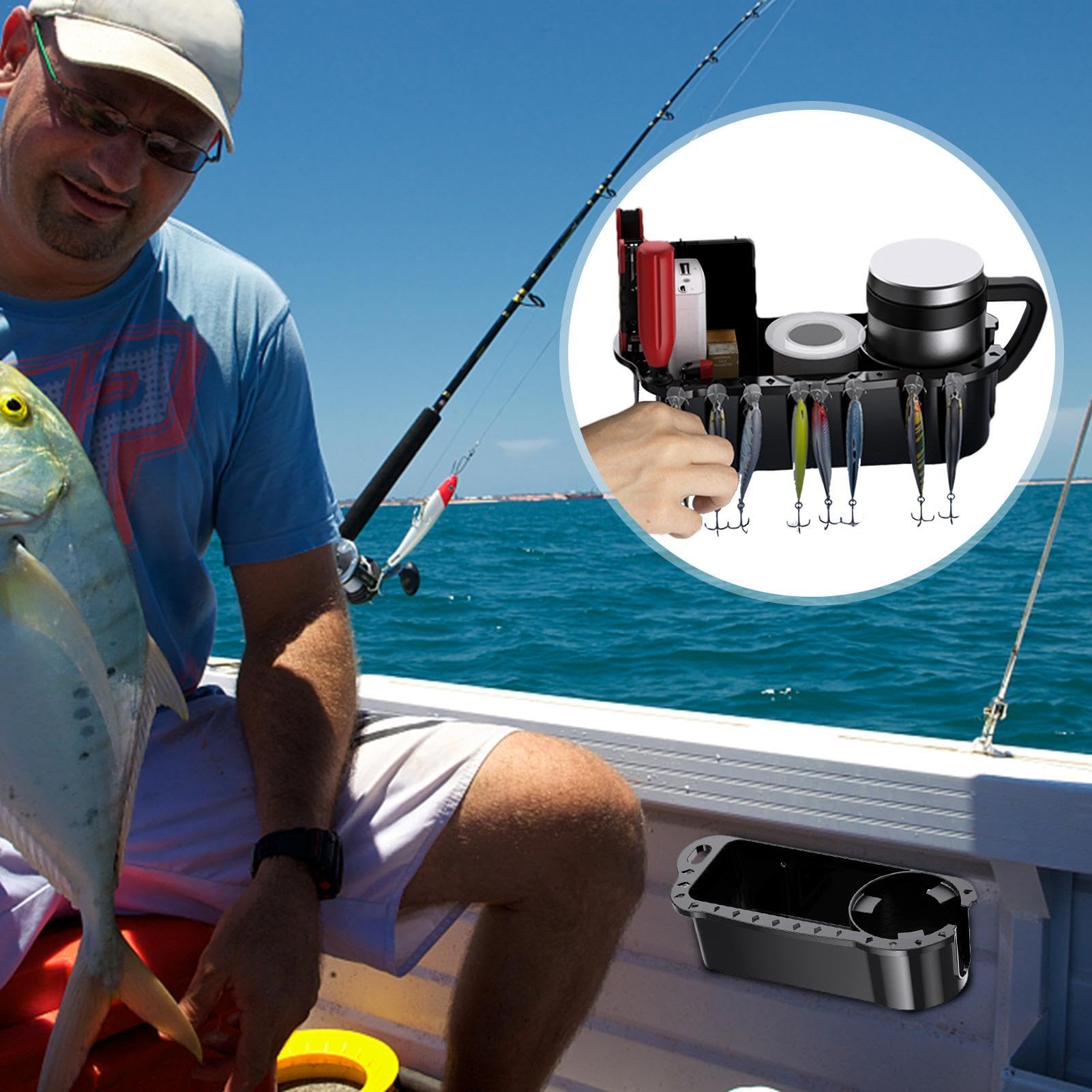 Boat Accessories Cup Holder - Fishing Tool Holder,Boat Fishing Accessories, Fishing Tool Holder, Fishing Caddy Cabin Storage for Drinks, Gadgets, Pliers, Perfect
