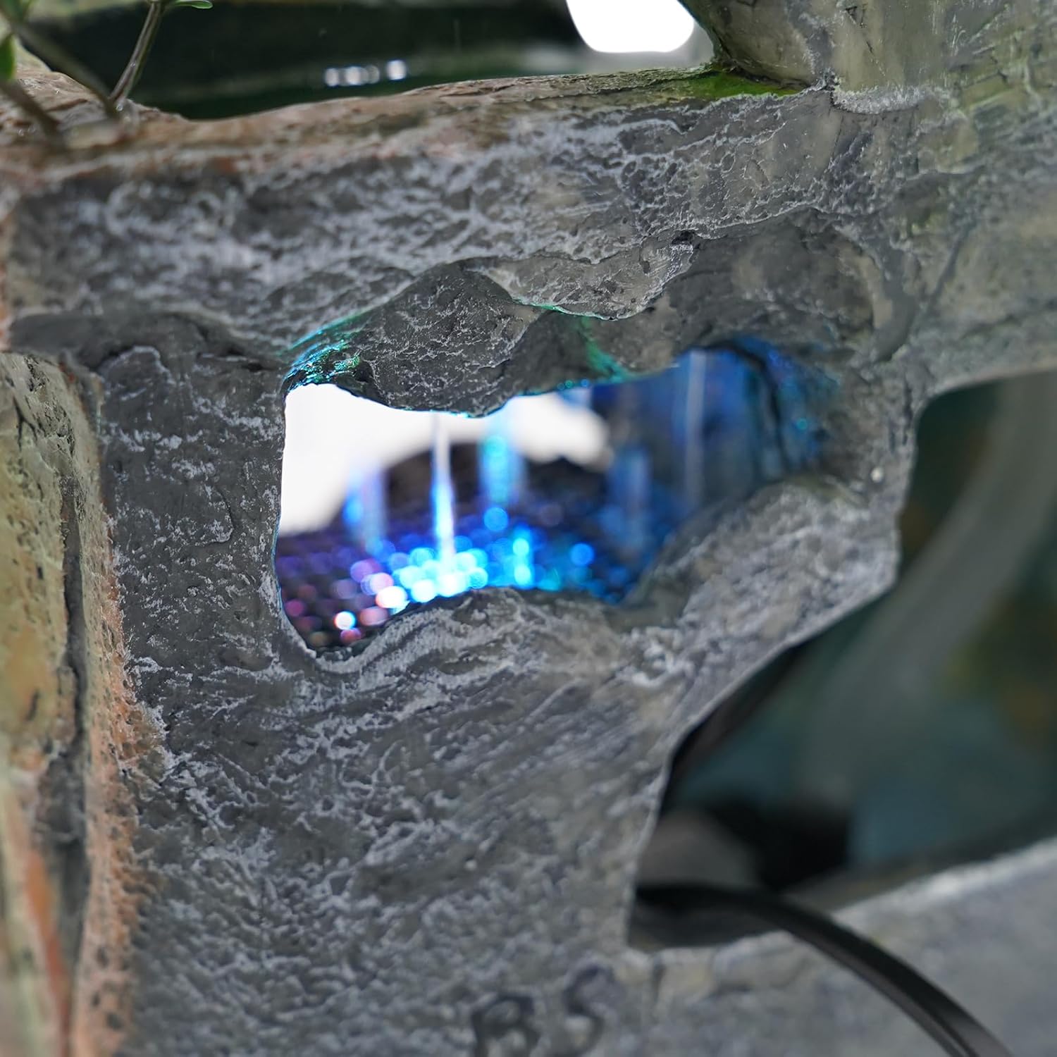 Fountain Rockery for Tabletop, 7.09 Inch Mini Indoor Waterfall with Color Changing LED Lights and Adjustable Water Flow, Relaxing Sound Therapy for Home Office Desk Decor, Gift