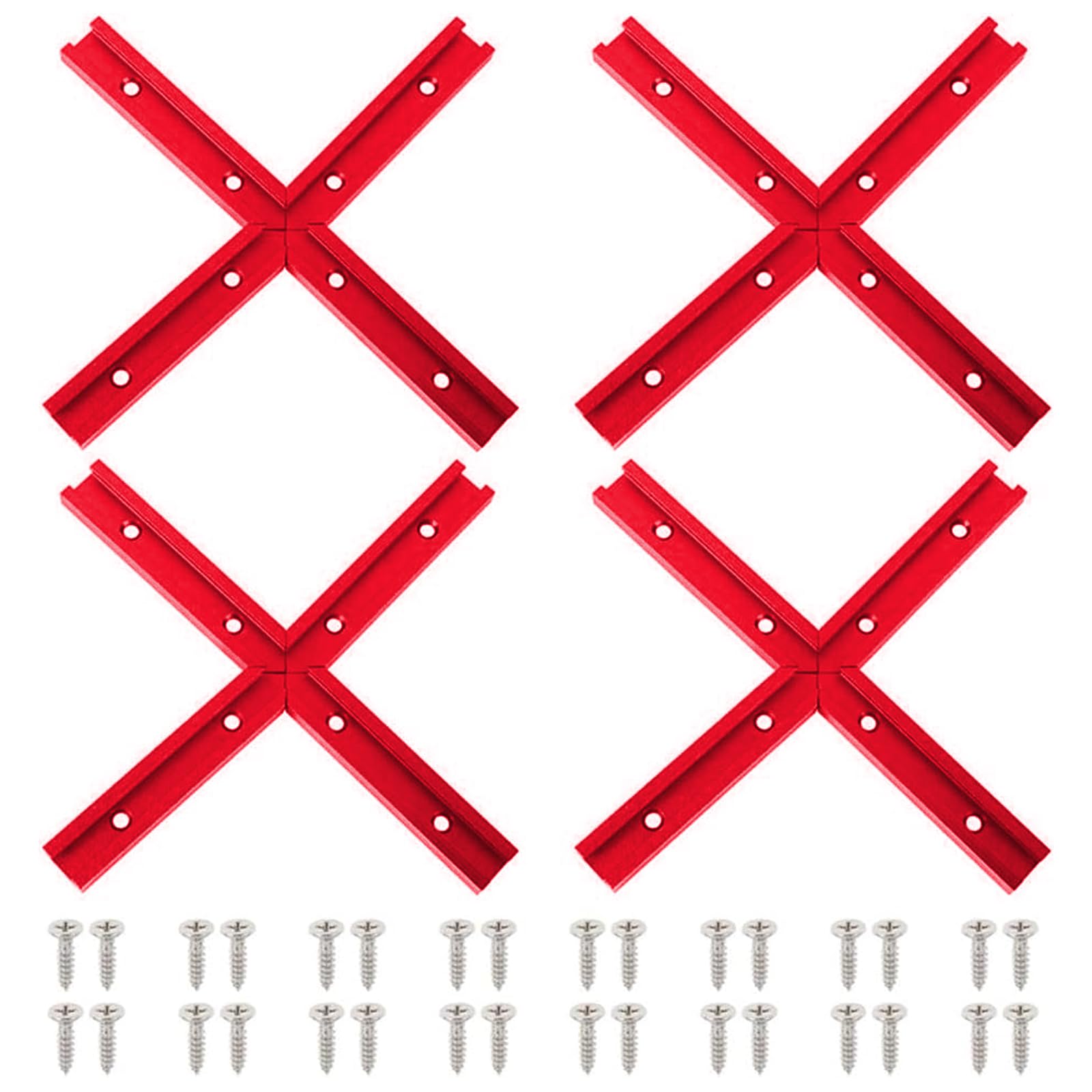SeekLiny 16-Pack T-Track Intersection Kit For Woodworking – Double-Cut Jig Profile With Screws, Blue
