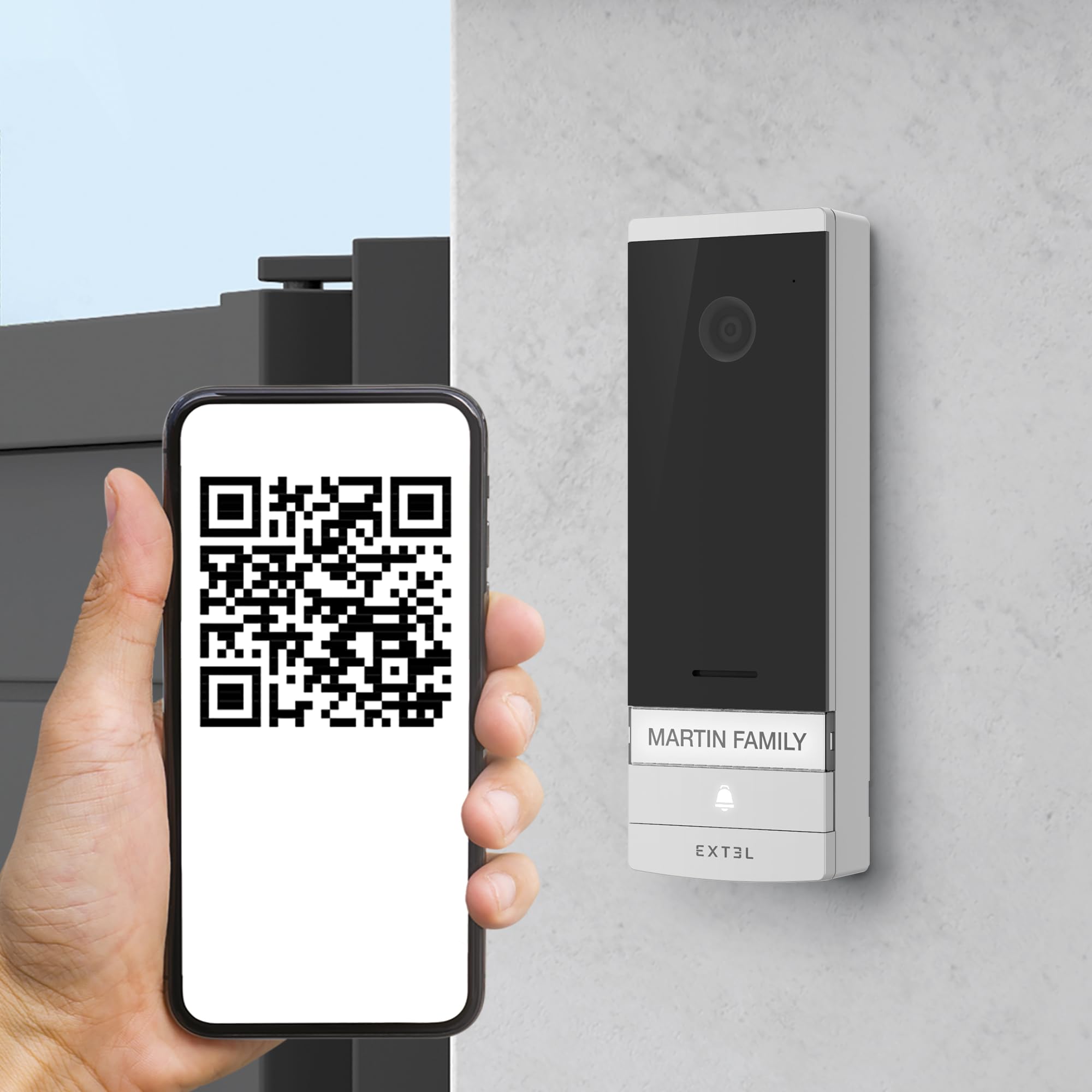 EXTEL Connect 2 Videocitofono Wi-fi Intelligente, Monofamiliare, Monitor Touch Screen da 7 Pollici, Fotocamera e App per Smartphone, Installazione 2 Fili, Visione Notturna