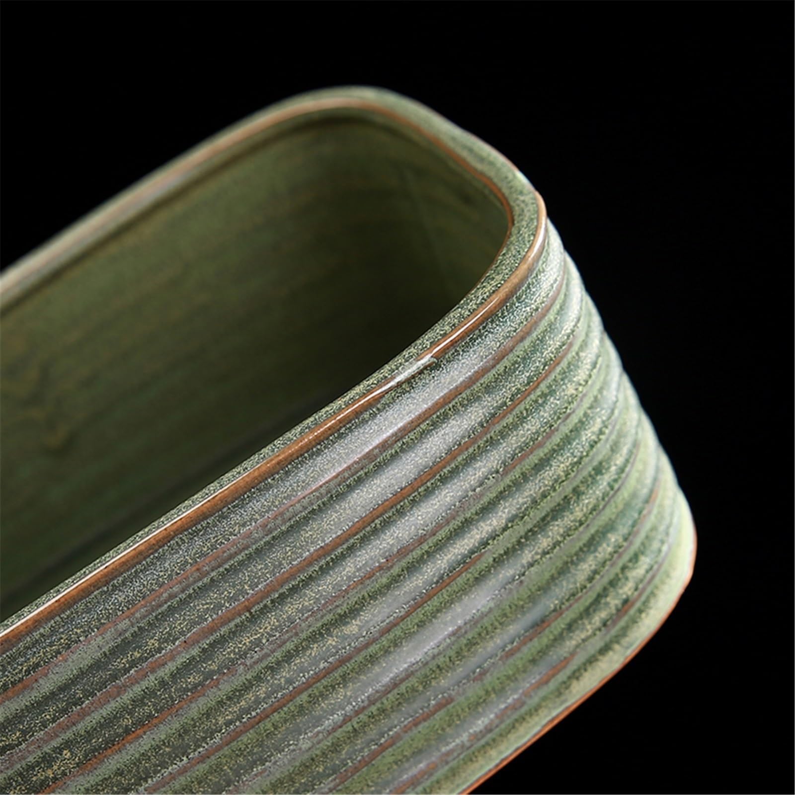 Sottovasi per Fiori Piattino Floreale da Tavolo con Vassoio in Ceramica Design a Linee Vaso