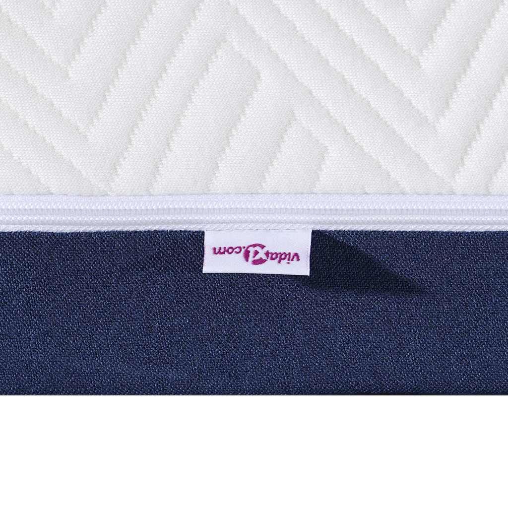 Colchón de espuma de gel, 90 x 200 cm, tejido jacquard blanco-azul, comodidad media para un sueño moderno