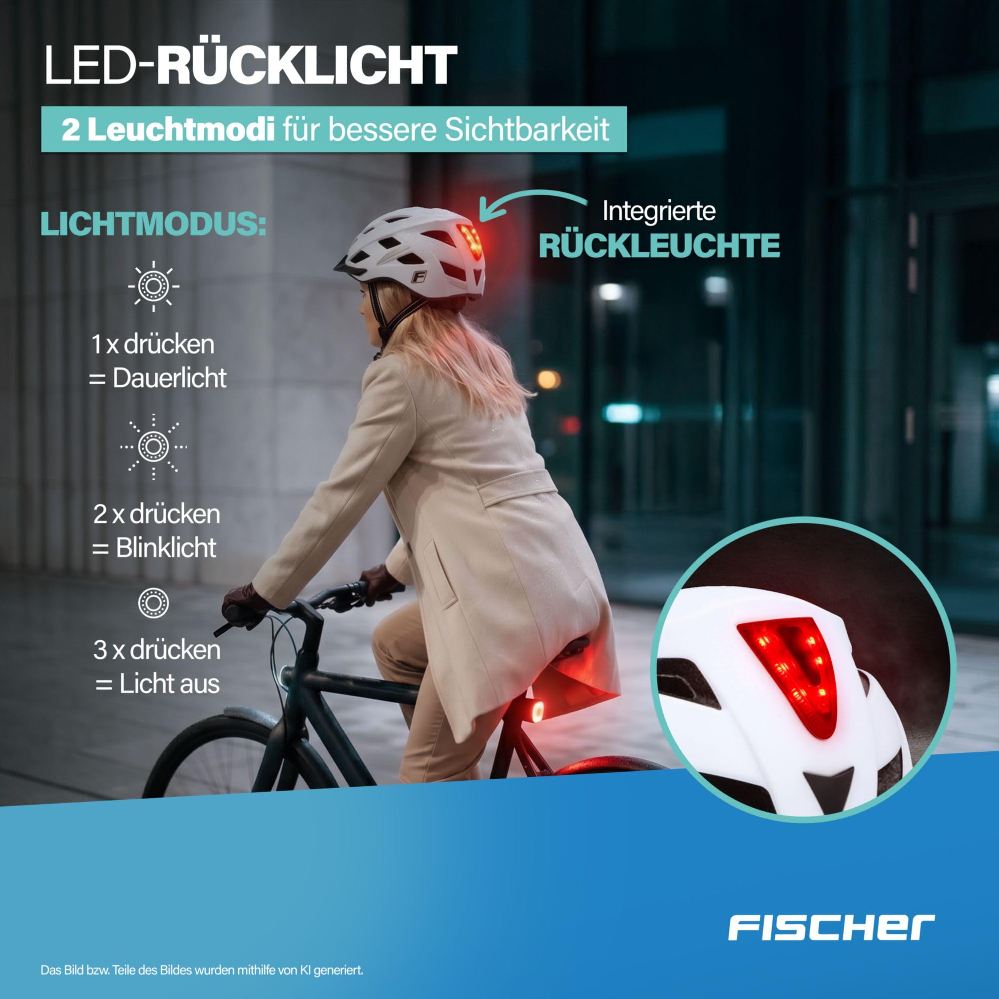 Fischer Casque de vélo Unisexe Urban Plus, Blanc, S/M, 52-59 cm