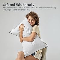 Vista 3 de Pacific Coast Almohada de Cama, Colección Hotel Almohada de Plumón de Plumas de Ganso para Dormir, Almohada con Funda de Algodón 100% de Alto Conteo