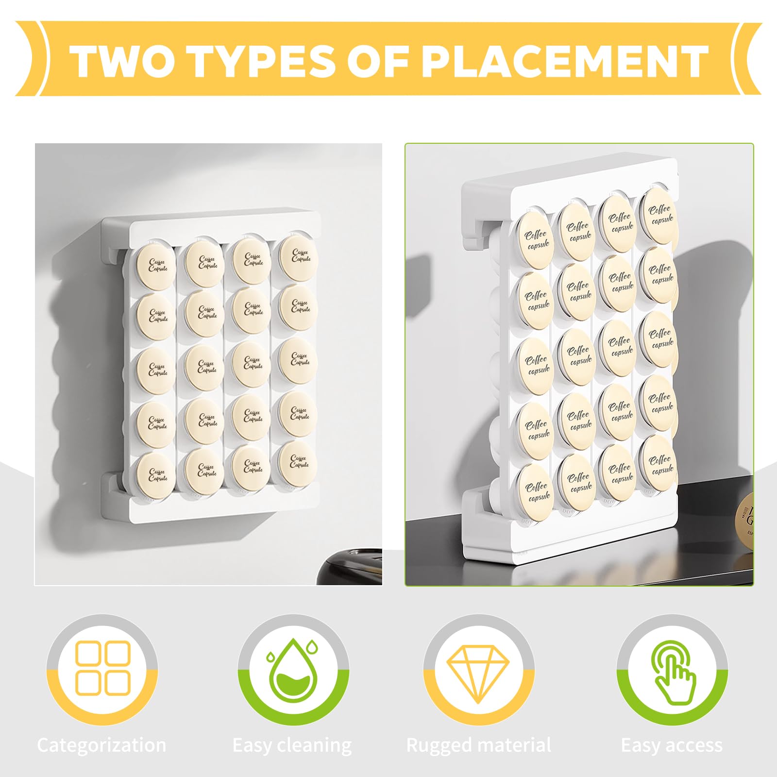 Jinminamz Porte Capsules Café - Rangement Mural Pour 20 Capsules - Distributeur Fixation Murale Blanc - Pratique Et Élégant Jinminamz Porte Capsules Café - Rangement Mural Pour 20 Capsules - Distributeur Fixation Murale Blanc - Pratique Et Élégant