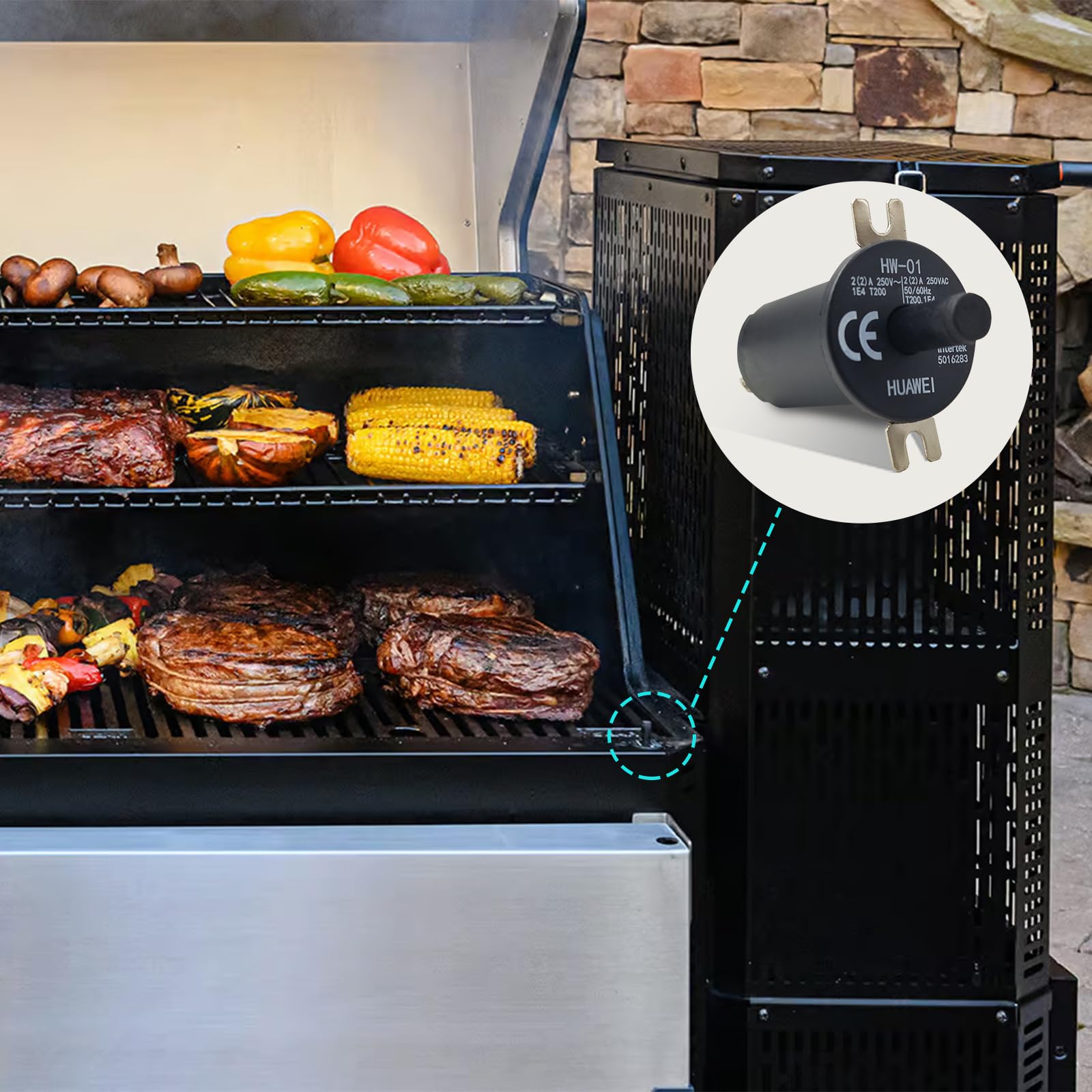 Paquete de 3 piezas de repuesto para interruptor de tapa/puerta para Masterbuilt Gravity Series 560/800/1050 XL Digital Charcoal Grill & Smoker 5