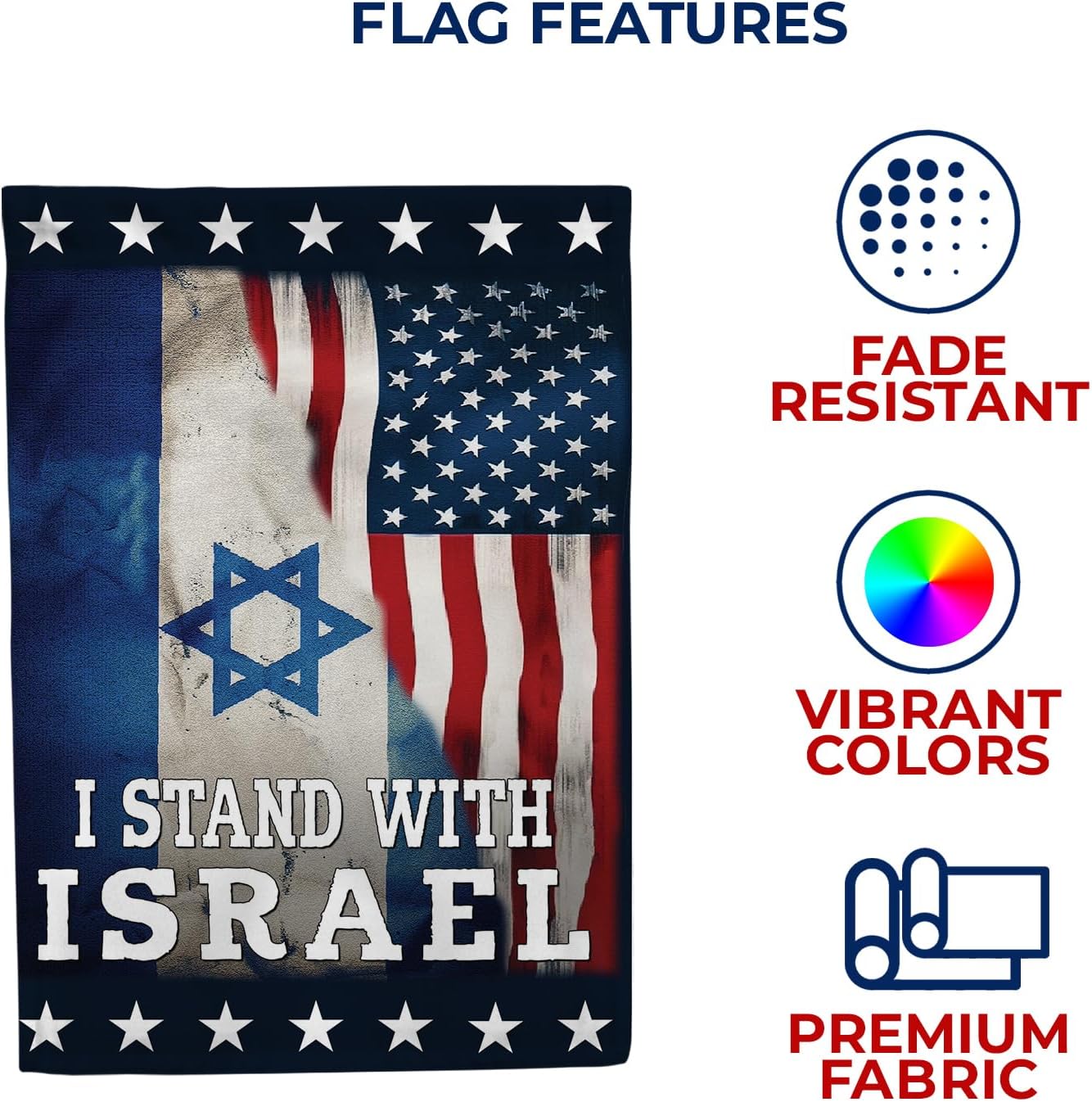 I Stand with Israel Garden Flag 12.5 x 18 inch Double Sided Support Pray for Israel America Friendship Bandera de Israeli Jewish Decorative Outdoor Small Yard Flag - Image 5