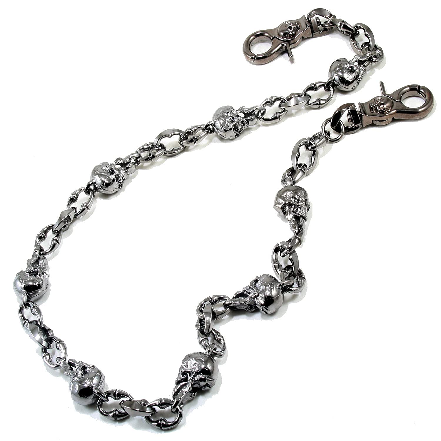 Double K NCS74MLT Schlüsselanhänger mit Totenkopf-Motiv, für Trucker, Biker, 55,9 cm / 68,6 cm, Silber/Schwarz