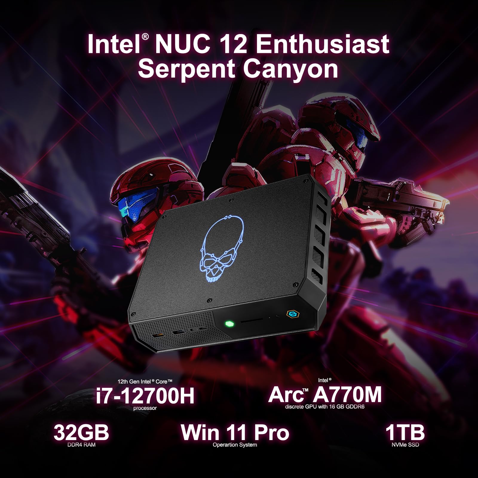 Intel NUC 12 Enthusiast Mini Gaming PC Serpent Canyon, 32GB