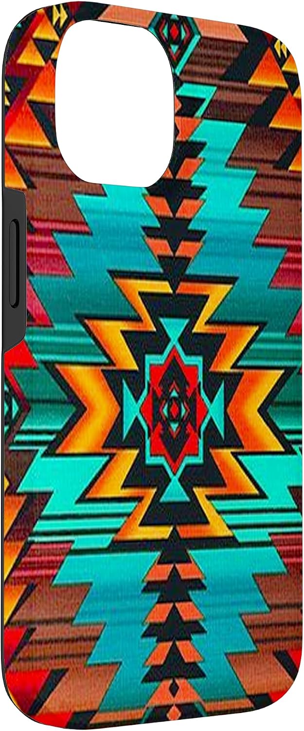 Southwestern Aztec Design - Turquoise & Sunset Colors Case for iPhone 14