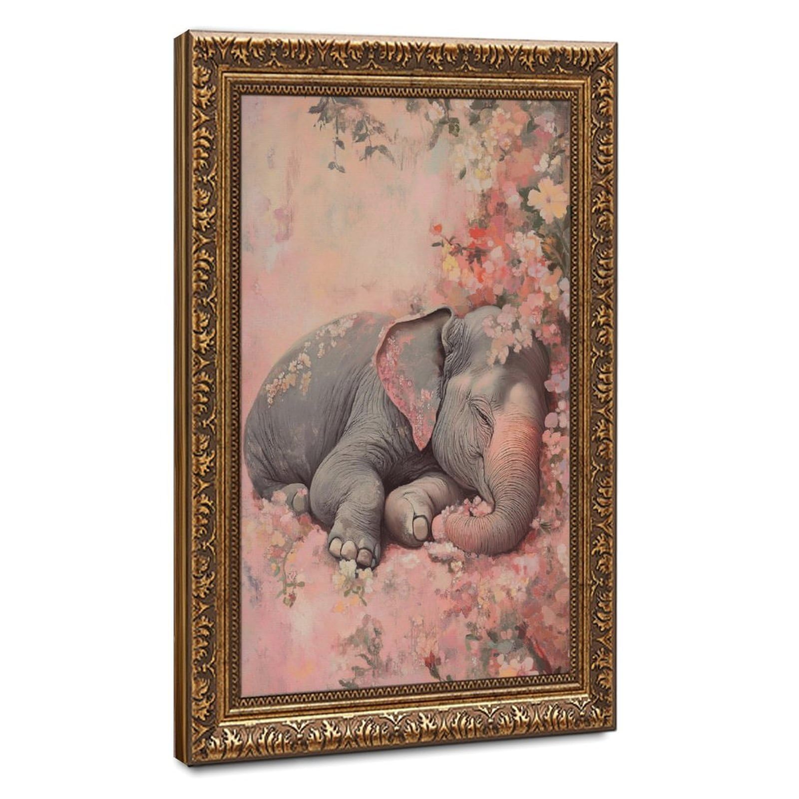 Bareronor Watercolour Elephant Poster Canvas Poster Bedroom Decor Landscape Office Room Decor Gift 24" L X 36" W