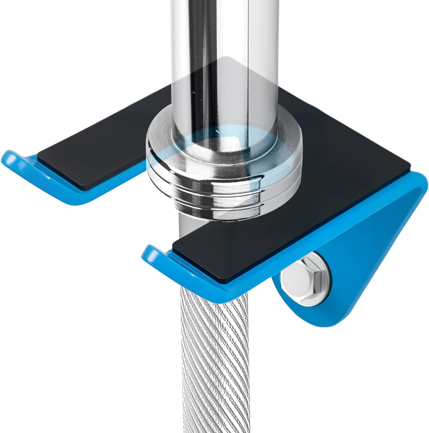 Olympic Barbell Hanger Wall Mount – Heavy Duty 5mm Steel Bar Holder for 35mm Olympic Standard Bars, 160lb Capacity – Vertical & Horizontal Barbell Storage Rack with Rubber Pads – Fits Garage Gym, Home Gym blue