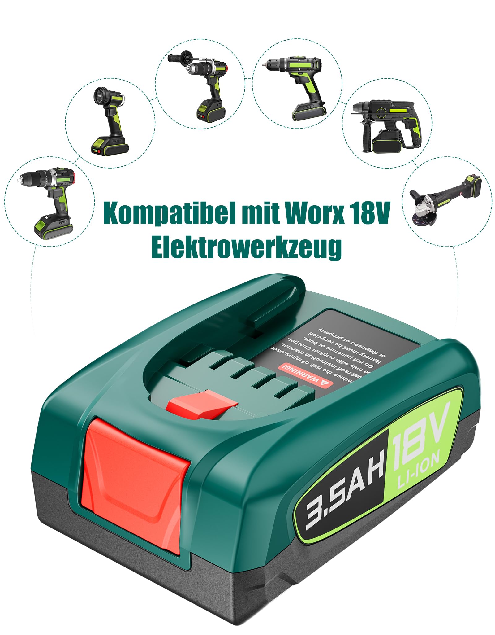 2 batterie di ricambio da 3,5 Ah 18 V PBA, compatibili con Bosch Home & Garden, Gardena, Gloria, Wagner, Rapid (non per aspirapolvere Unlimited), batteria di ricambio agli ioni di litio per PSR PSB