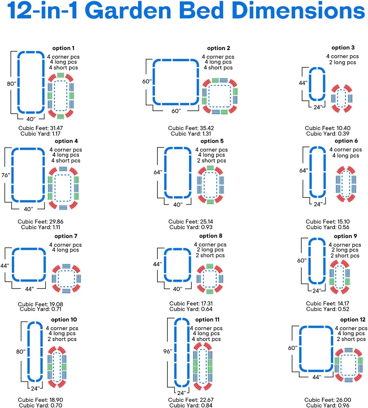 Raised Garden Beds Outdoor 8×4×1 Ft DIY Galvanized for Vegetables 12-in-1 Modular Metal Bed Kit Gardening Planters