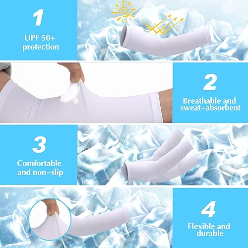 Miniatura 3 de SATINIOR 6 Pairs Kids Cooling Arm Sleeves Sun Protection Compression Forearm Sleeve Cover for Boys Girls