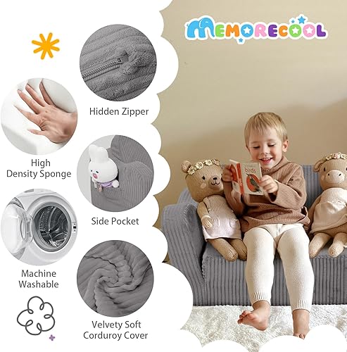 Miniatura 54 de MeMoreCool Sofá de dinosaurio para niños, silla plegable para niños pequeños, sofá cama convertible que brilla en la oscuridad, salón plegable para