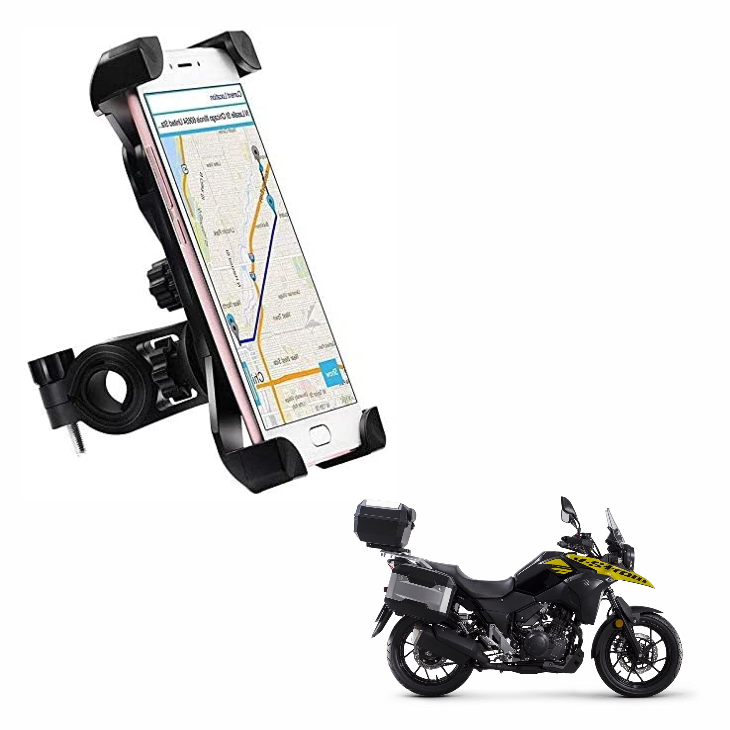 Miwings Bike Phone Mount Anti Shake and Stable Cradle Clamp with 360° Rotation Bike Phone Holder for Suzuki V-Strom 250 (1 PCs, Black)-image-48