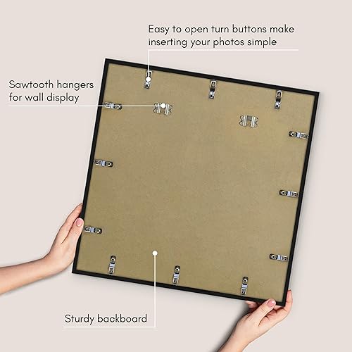 Miniatura 5 de Americanflat - Portarretratos cuadrado de 20x20 pulgadas con plexiglás pulido, colección Streamline, marco de fotos con borde delgado para exhibir