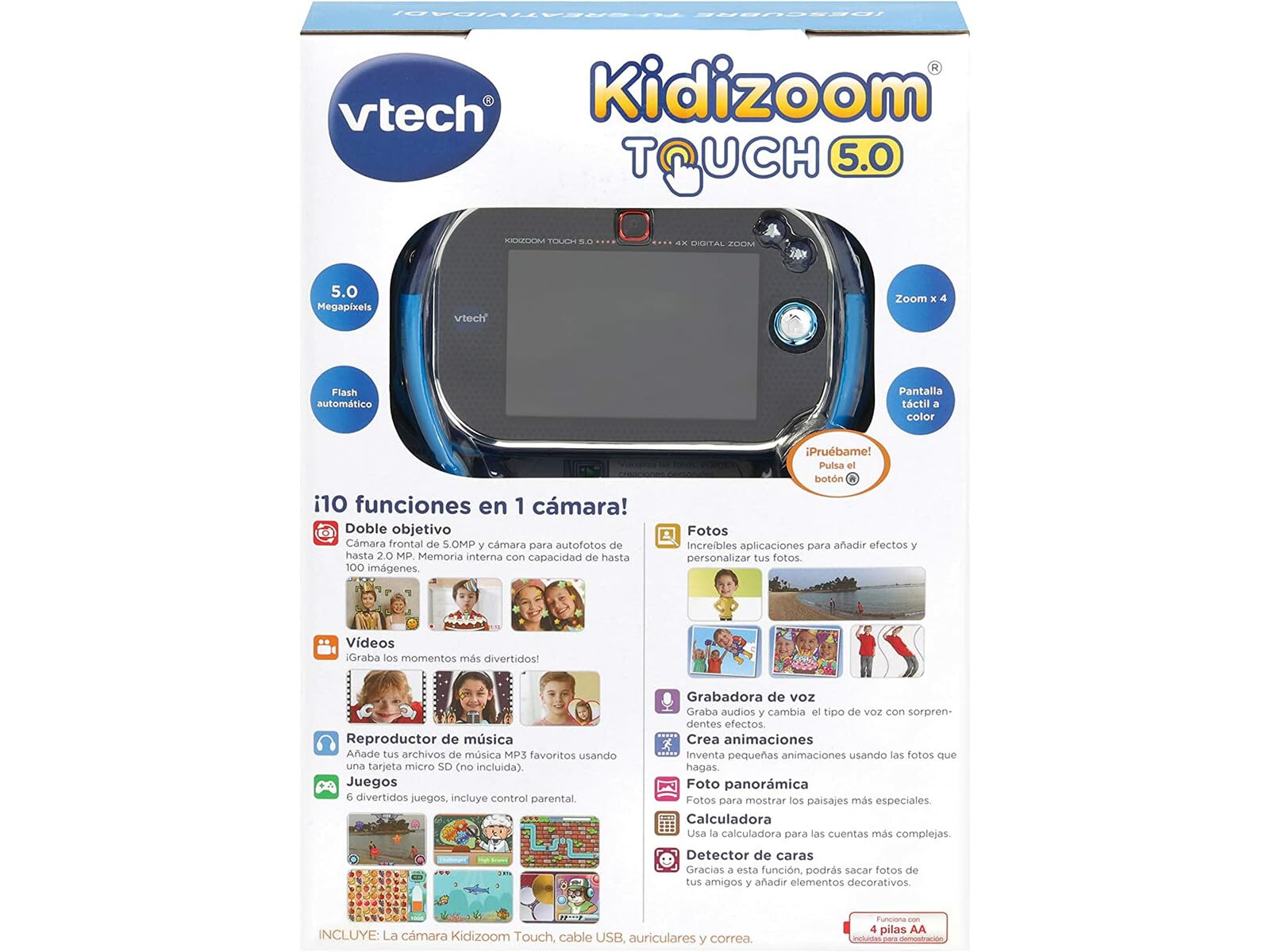 VTech Kidizoom Touch 5.0 digitale camera voor kinderen, blauw, Spaanse versie (80-163522 VTech Kidizoom Touch 5.0 digitale camera voor kinderen, blauw, Spaanse versie (80-163522