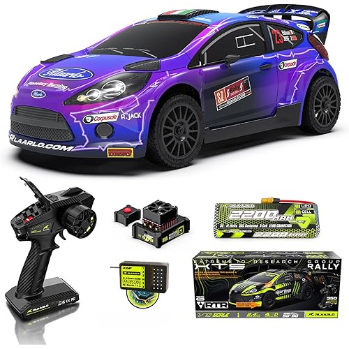 CROBOLL RLAARLO 1/10 Brushless Carbon Fiber RC Drift Cars for Adults with Gyro, Max 50 mph Fast RC Rally Car, 2.4Ghz All Terrain Remote Control Car 4x4 Hobby RTR RC Truck（Purple）