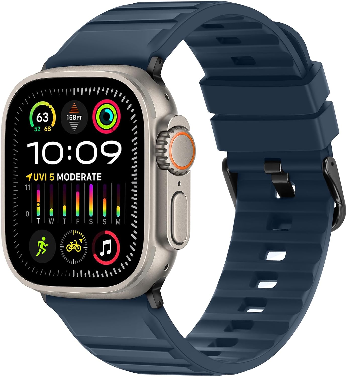 Bands Compatible with Apple Watch Band 49mm 46mm 45mm 44mm 42mm for Women Men Soft Silicone Sport Strap Designed for Apple Watch Ultra 2 Ultra SE Series 10 9 8 7 6 5 4 3 2 1, Blue - Image 8