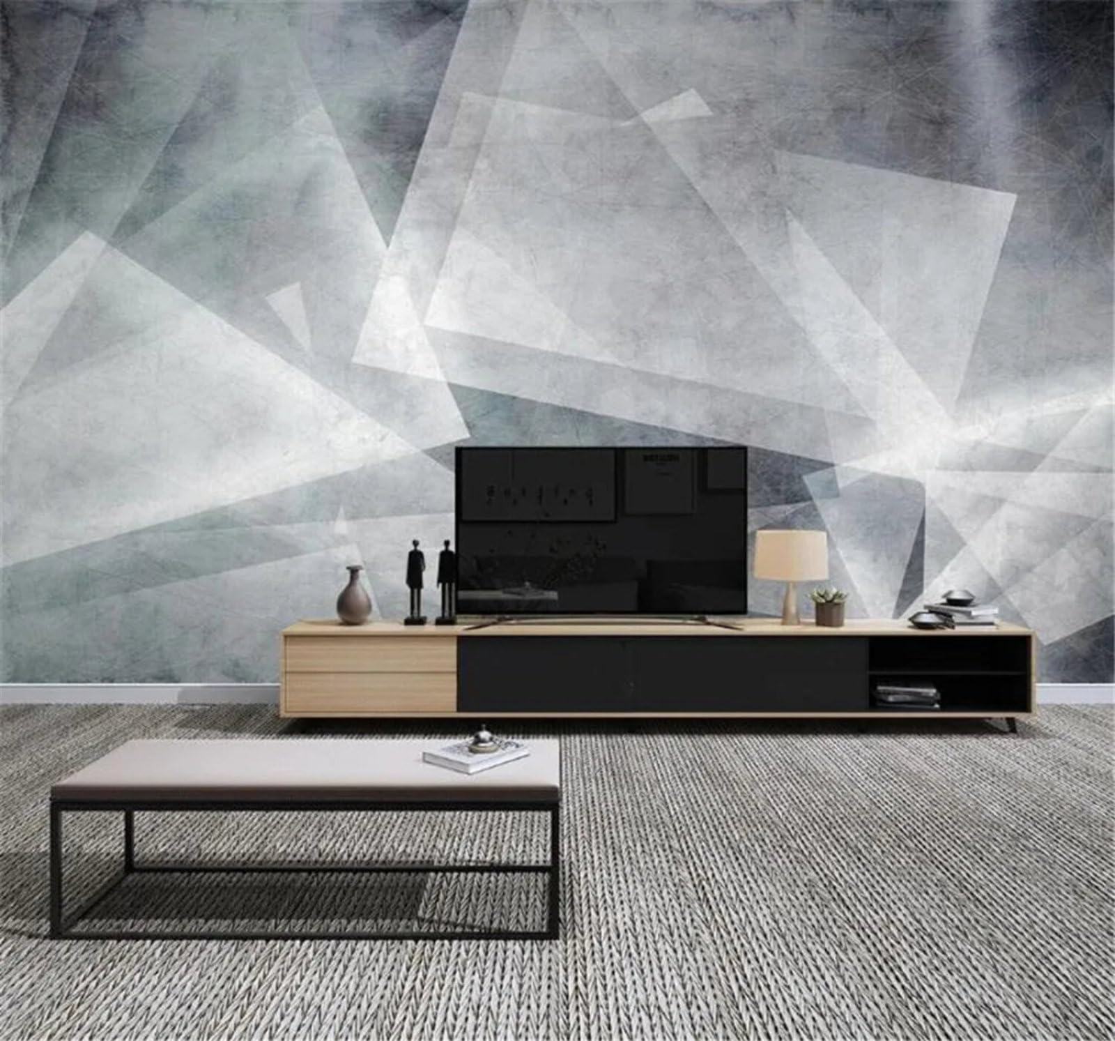 Tzxztt Abstract Geometric Lines Art Unique Modern 3D Wallpaper Premium Textured Silk Neutral Tones Material Ideal for Living Room Bedroom-250cm×170cm