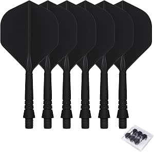 PATIKIL Integrated Dart Shaft And Flights, 6 Pack 2BA Lightweight Plastic Dart Flight Accessory Standard Shape, Black