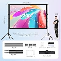 Vista 4 de 200 Inch Projector Screen with Stand: VOOPVOR 16ft Portable Large Projection Screen and Stand Outdoor - Front/Rear Movie Screen Indoor 16:9 4K HD