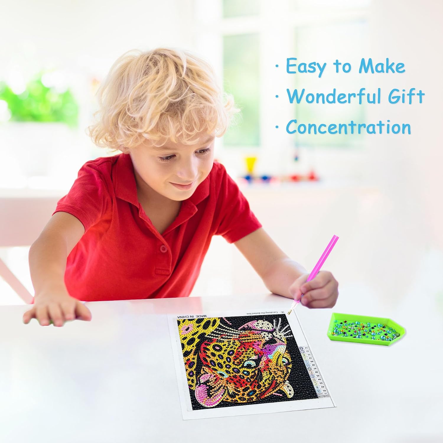 Libfx Diamond Art Kits for Kids with Frame Diamond Art for Girls Boys Beginners Arts and Crafts Birthday Gifts (Leopard) image 4