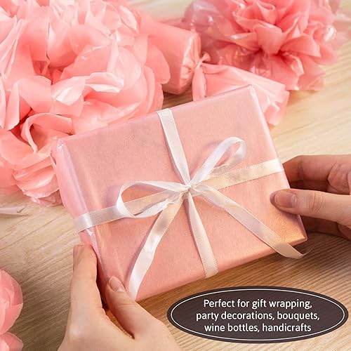 Miniatura 4 de Shindel 120 hojas de papel de seda rosa, papel de regalo de 20 x 14 pulgadas, papel de seda para bolsas de regalo, boda, día de San Valentín,