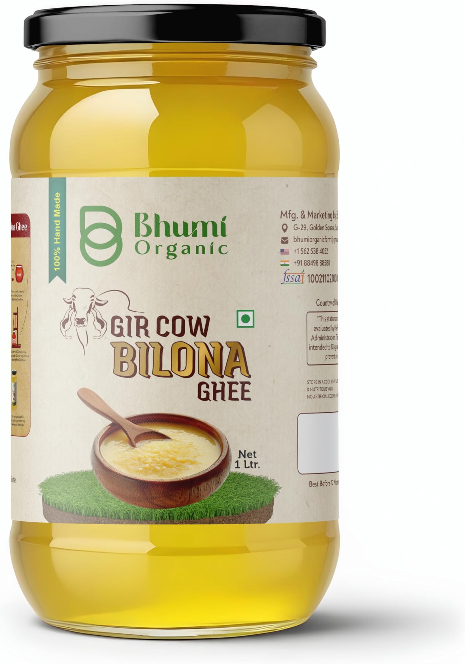 Bhumi Organic A2 Desi Gir Cow Ghee -1000ML