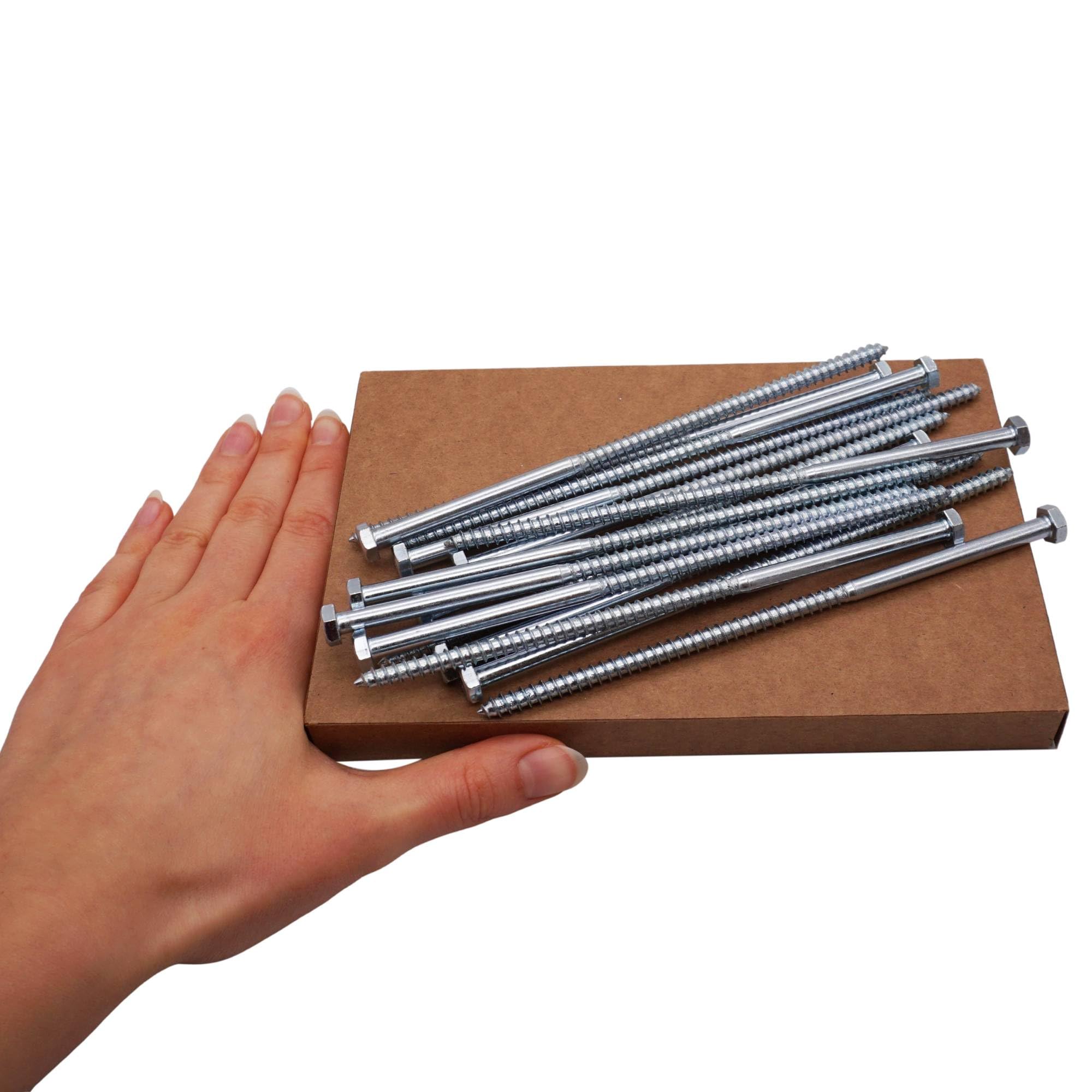 SKIR'CO (15 pcs) Zinc Plated Steel Hexagonal Head Wood Screws M6 x 160 mm, DIN 571 Coach Screws, Hex Screws, Lag Bolts - Image 4