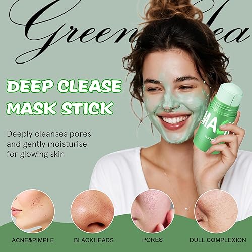 Miniatura 4 de Mascarilla de limpieza profunda de té verde para cara, removedor de puntos negros con extracto de té verde natural, máscara facial de arcilla para