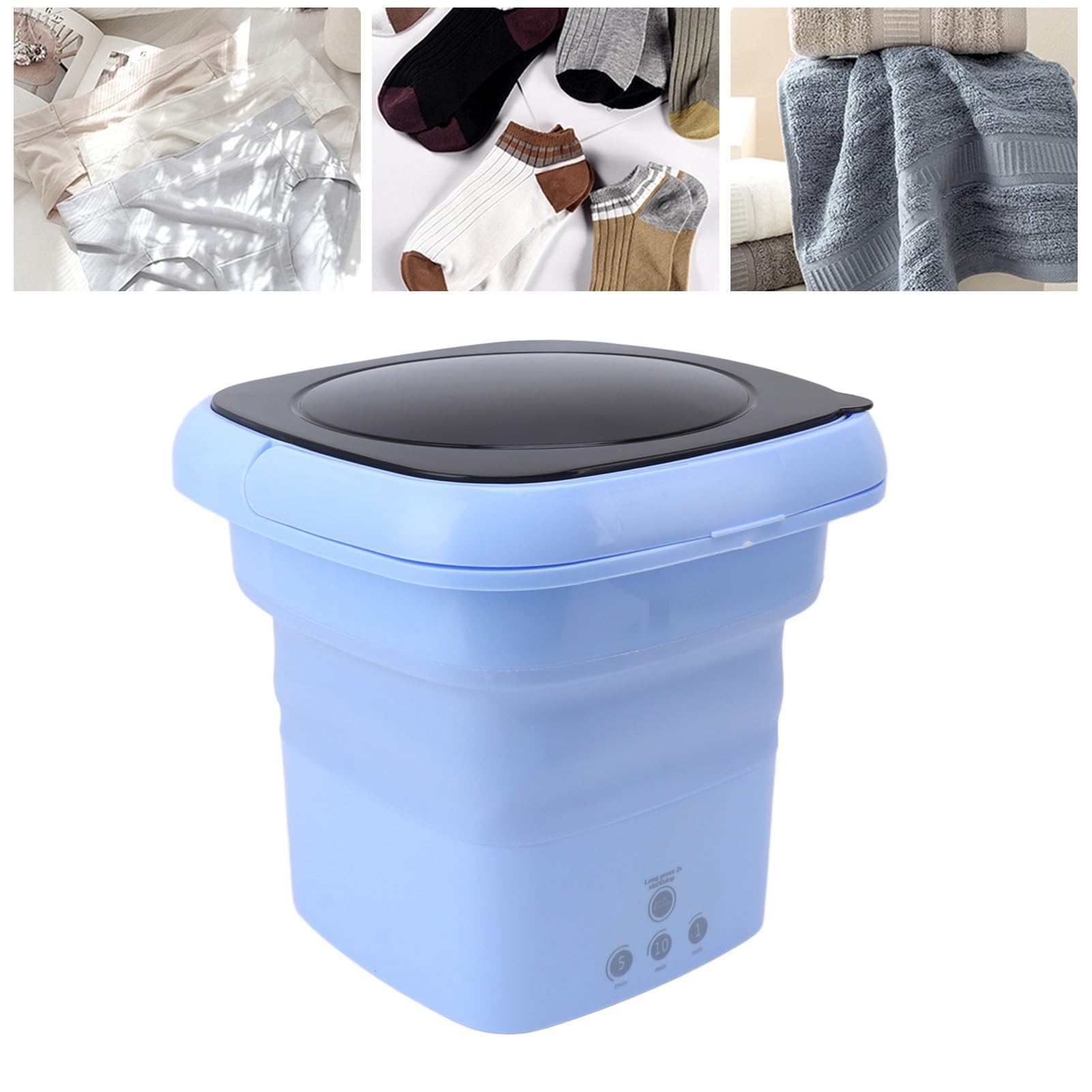 Tnfeeon Mini Lavatrice Portatile Pieghevole con Motore Ad Alta velocità per Viaggi in Camper e Lavanderia in Appartamento (Blu)