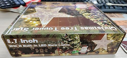 Miniatura 13 de LAWOHO Árbol de Navidad con estrella rústica de ratán natural, árbol de Navidad de 10” y decoración de temporada de vacaciones, apto para árbol de