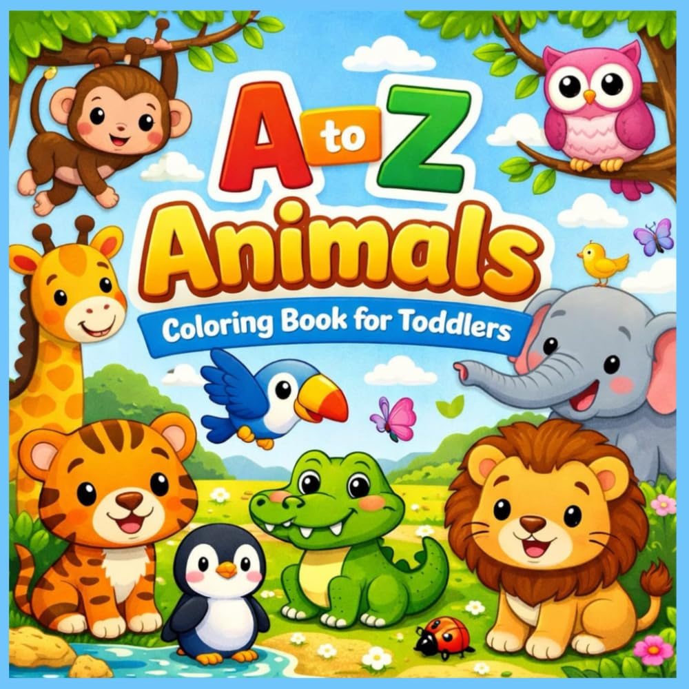 A to Z Animal Coloring Book: A fun animals themed coloring book for toddlers ages 1-4 years old
