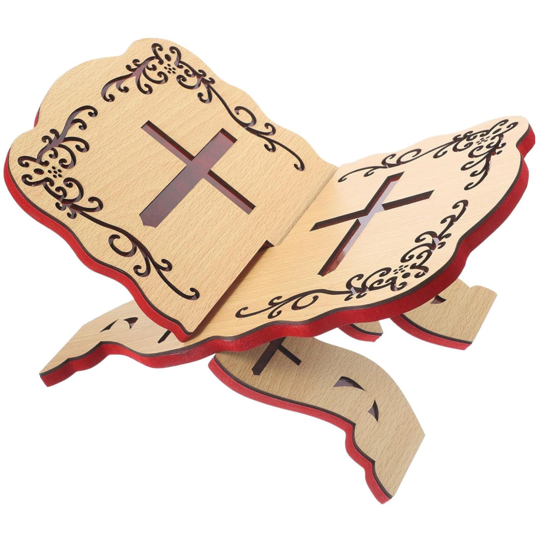 Soporte para Biblia, soporte para libro de oración, 13 x 9,1 pulgadas, soporte para Corán, soporte de madera plegable para Biblia, soporte para libros sagrados para mesa, suministros para iglesias y c