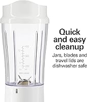 Vista 4 de Hamilton Beach Portable Blender for Shakes and Smoothies,14 Oz BPA Free Travel Cup & Lid,Durable Stainless Steel Blades,Personal Smoothie Blender,2