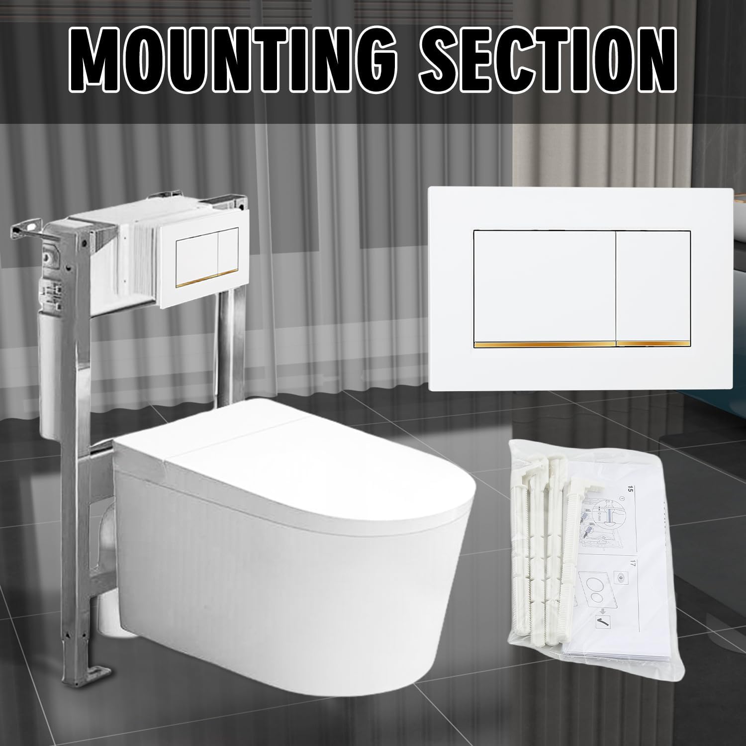 Dual Flush Actuator Plate Compatible with Geberit Sigma30 115.883.KK.1 Toilet Flush Panel, Concealed Tanks Flush Actuation Fit for Geberit Wall Hung Toiletand Bidets