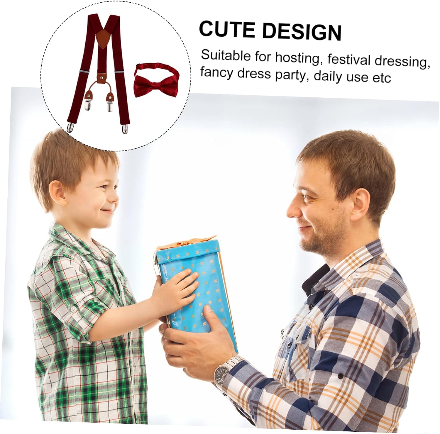VALICLUD 2sets Adjustable Boy Girl Suspenders Matching Bow Tie Clips for Toddlers Boys Girls for Birthdays Weddings and Formal Occasions Wine