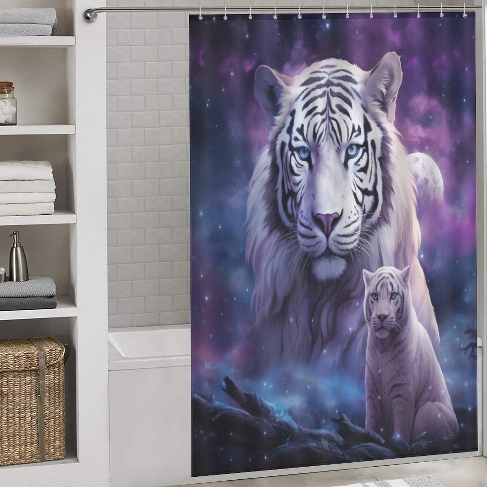 Rideau de douche tigre pour salle de bains familiale, textile imperméable 152x183 cm