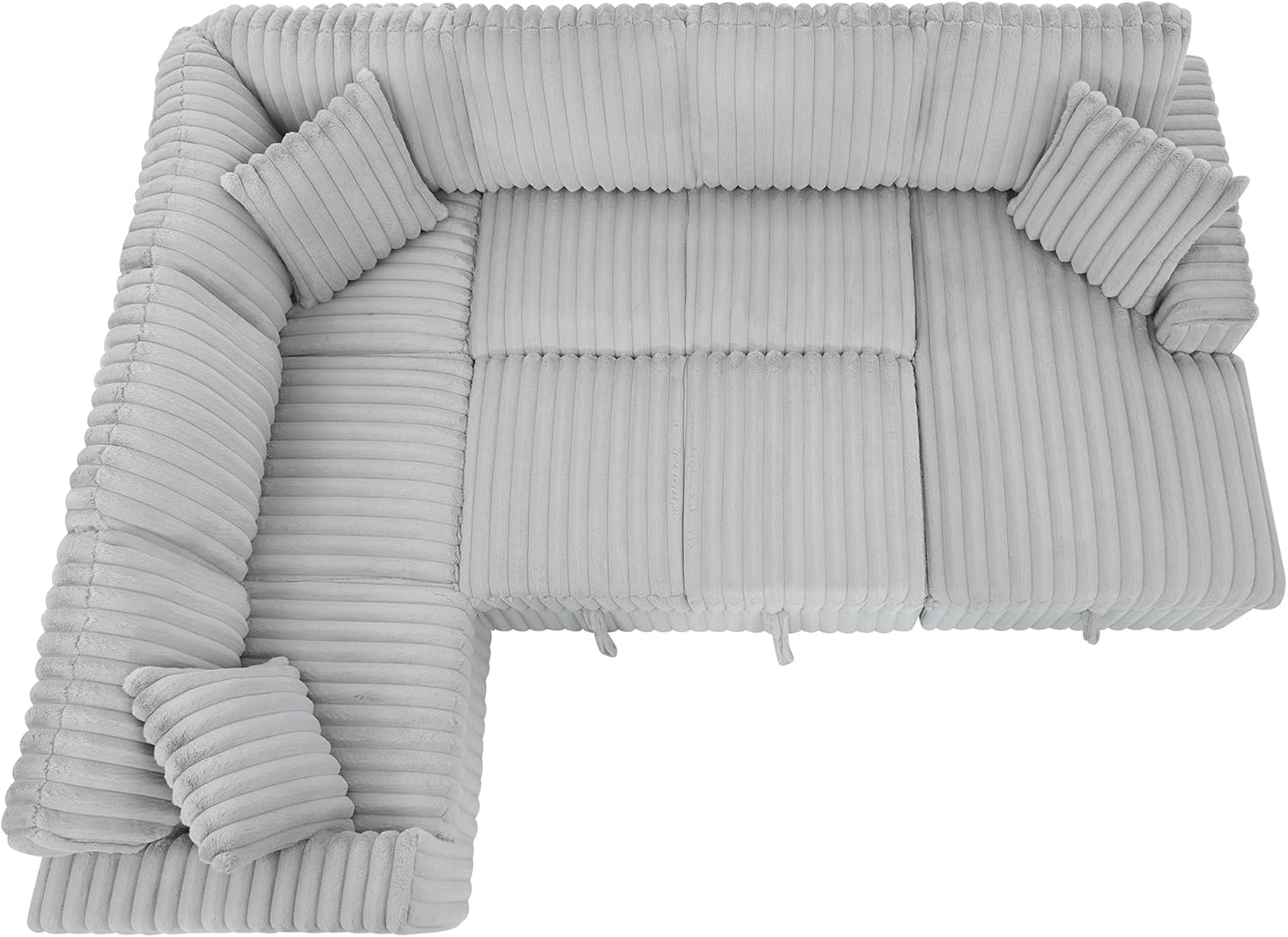 122'' Convertible U-Shaped Faux Rabbit Fur Plush Sectional Sleeper Sofa, Upholstered Cloud Couch Pull-Out Sofa Bed with Storage Chaise and USB Ports for Living Room (Grey, 122'' x 95.6'') 122'' x 95.6'' Grey