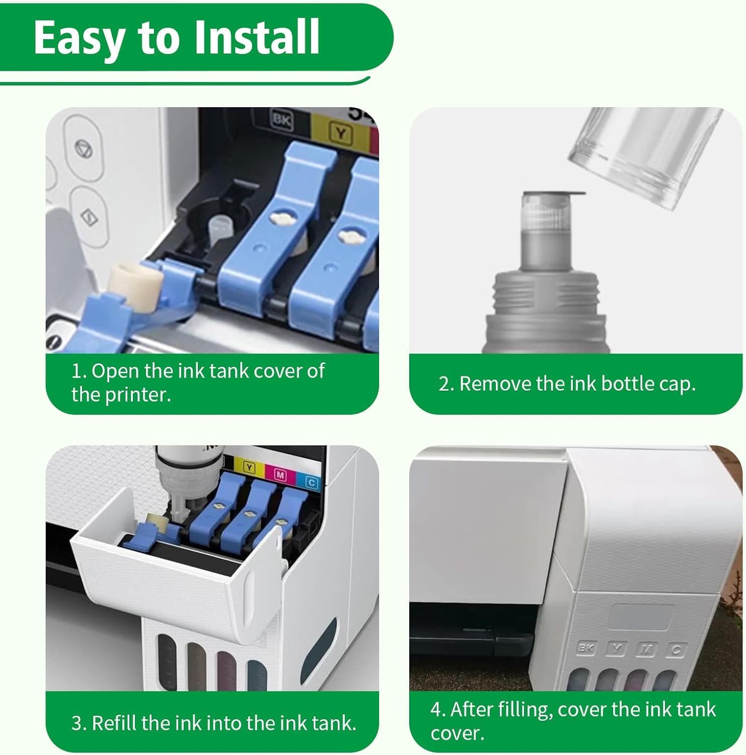 GEDI 001/003/008 Refill Ink Compatible for Epson L6460/L6490/L6550/L6570/L6580/L11160/L15150/L15160 Printers (3, 001/003/008 BK 70m x 3)